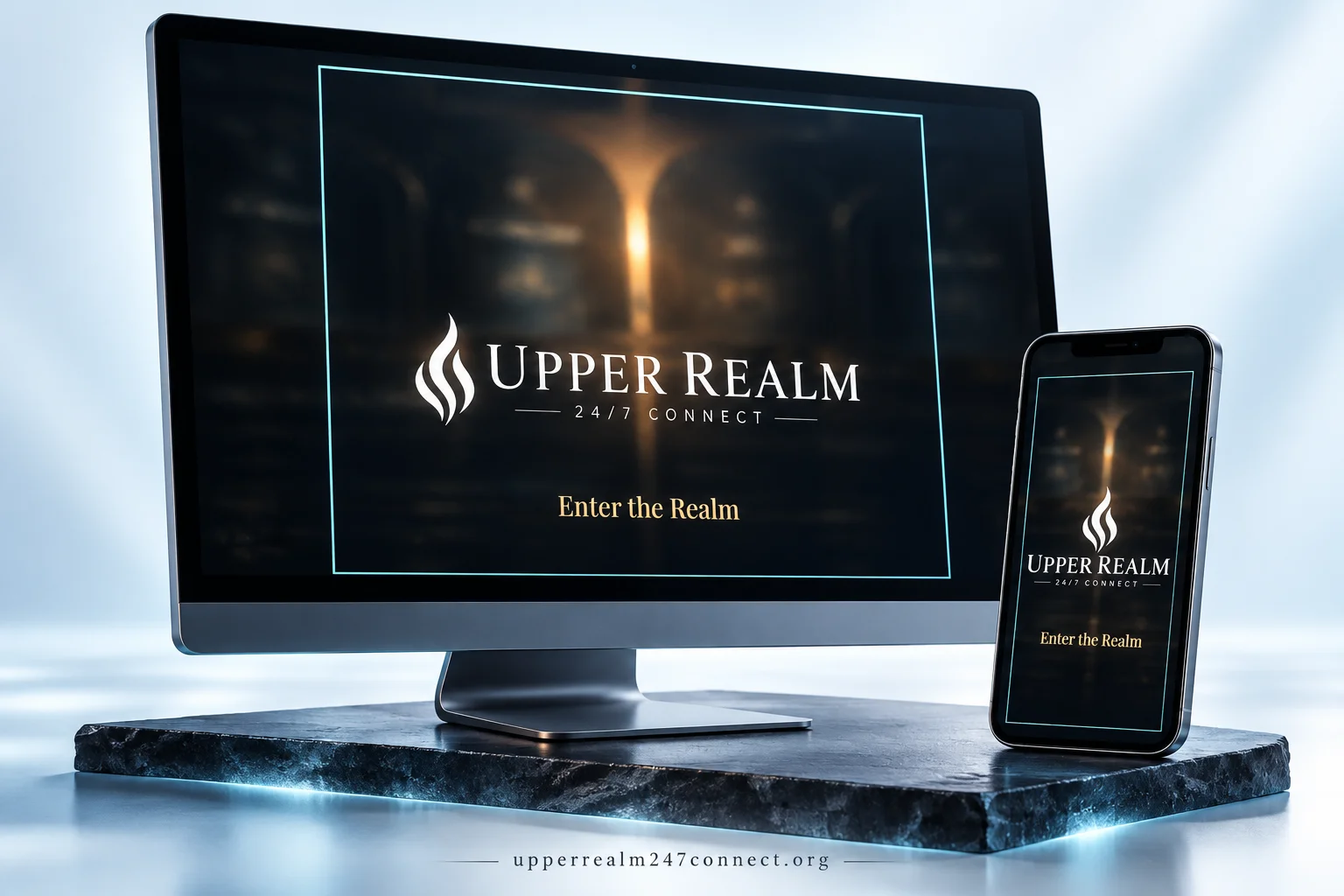 Upper Realm 24/7 Connect website showcased on desktop and mobile screens